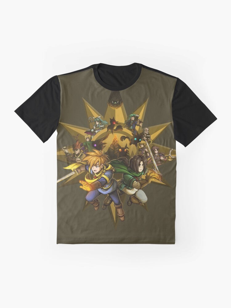 Golden Sun graphic t-shirt featuring the cast of the classic Game Boy Advance RPG - Flat lay