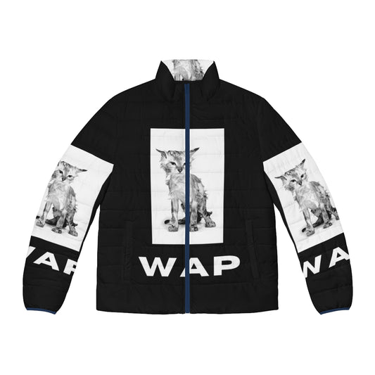 Funny Wap Tee Puffer Jacket for Cats with Cat