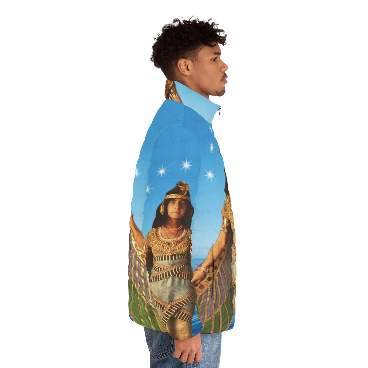 Priestess puffer jacket with nature-inspired colorful design - men side right