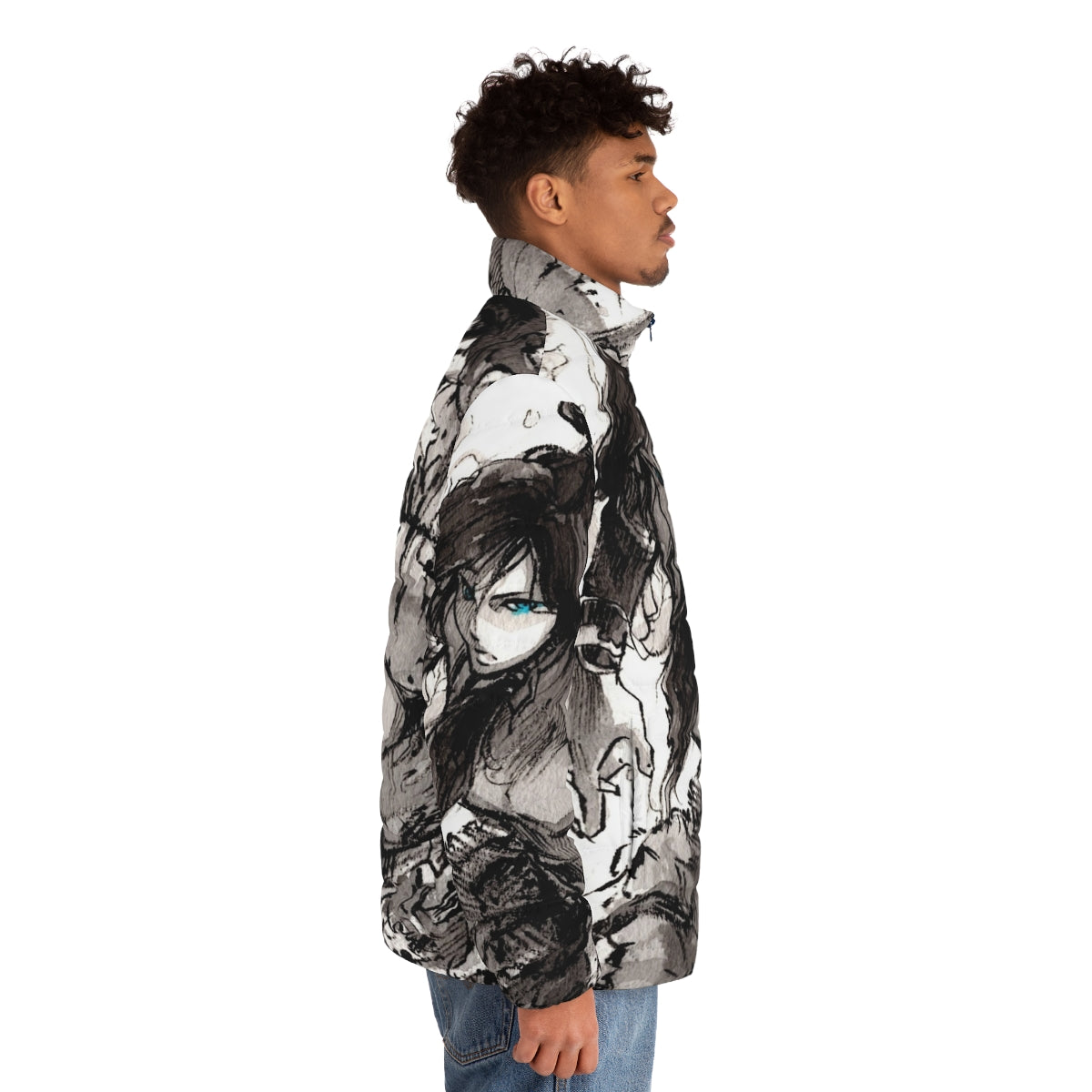 Korra Ink Study Avatar Puffer Jacket featuring elements of the four nations - men side right