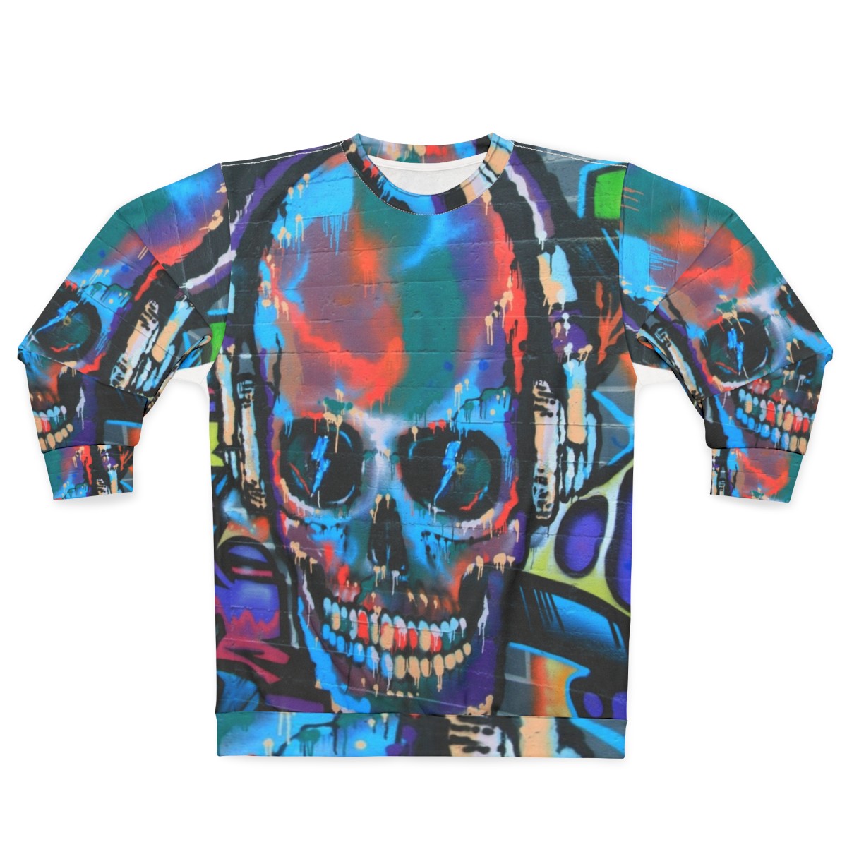 Graffiti sweatshirt featuring vibrant, abstract street art design