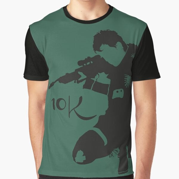 "Z Nation 10K Graphic T-Shirt featuring the character 10K from the zombie apocalypse TV show"