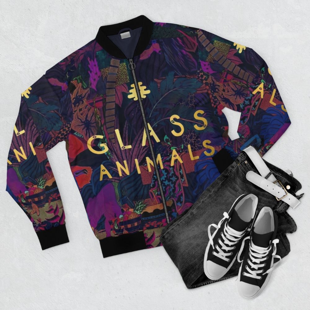 Glass Animals Bomber Jacket - Indie Music Inspired Outerwear - Flat lay