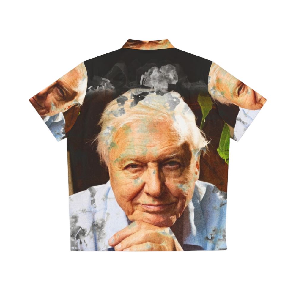 David Attenborough Watercolor Hawaiian Shirt - Back