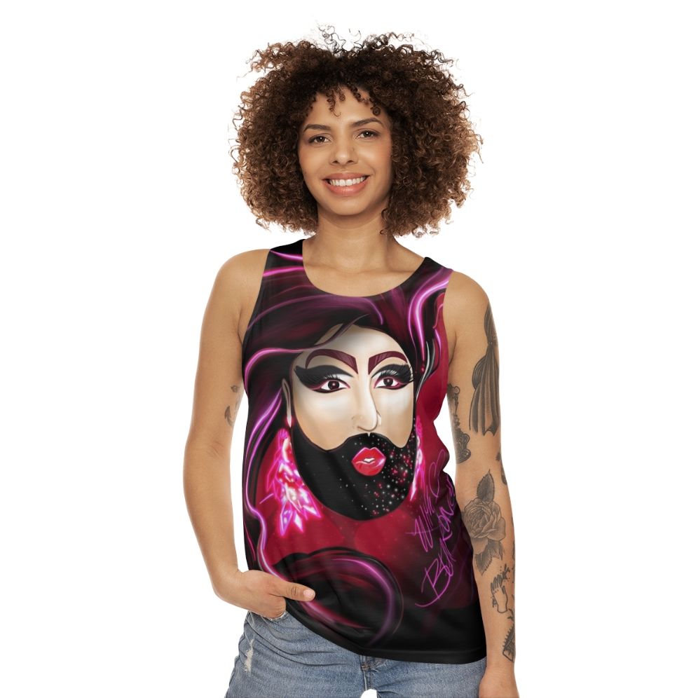 Bearonce unisex tank top featuring bearded lady, drag queen, and gay bear fan art - women