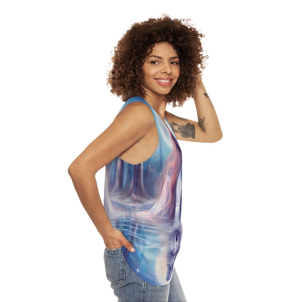 Pastel tank top with mystical wolf design - women side