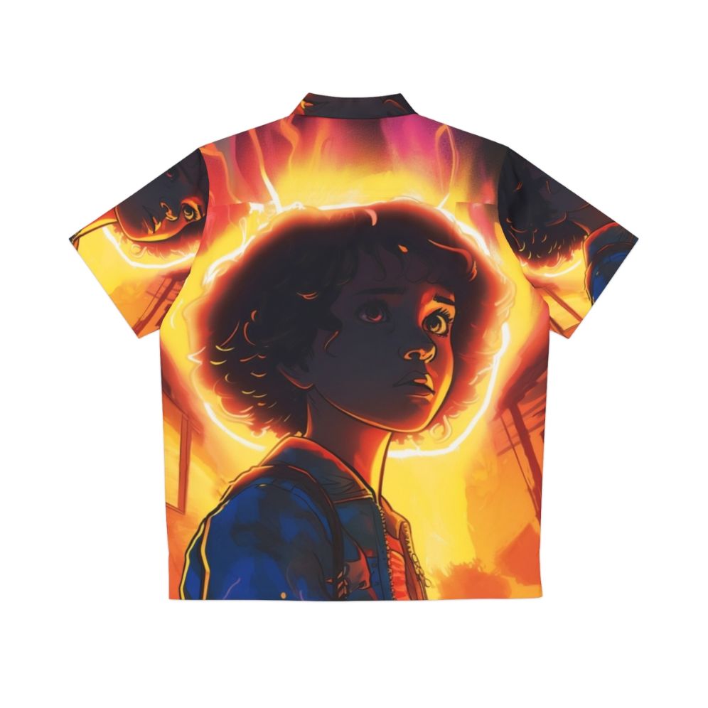 Boy wearing a Hawkins Hawaiian shirt from Stranger Things - Back