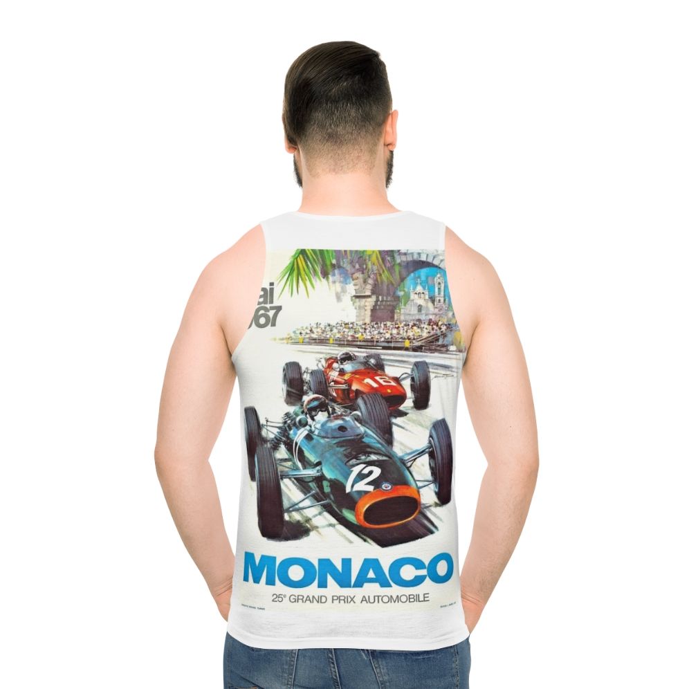 Vintage Monaco Grand Prix Racing Unisex Tank Top - men back