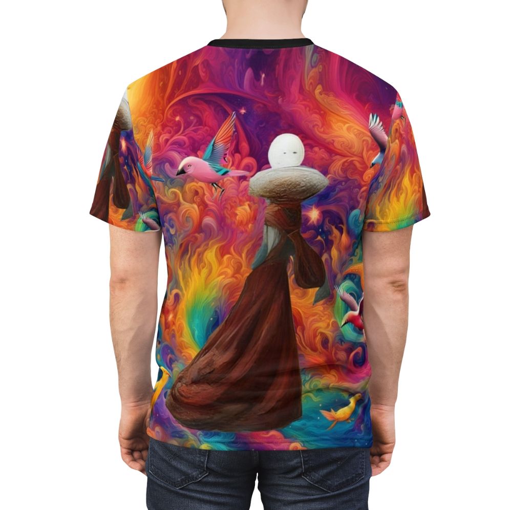 Dreamscape abstract t-shirt with a vibrant, surreal graphic design - men back