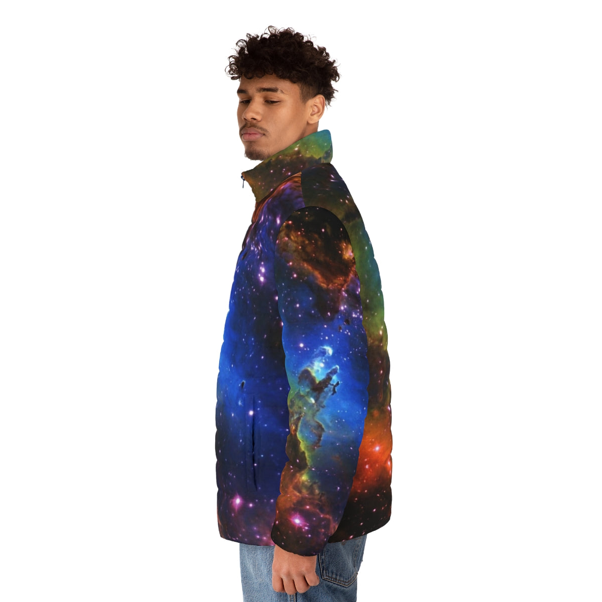 Galaxy Eagle Puffer Jacket - Sci-Fi Inspired Outerwear - men side left