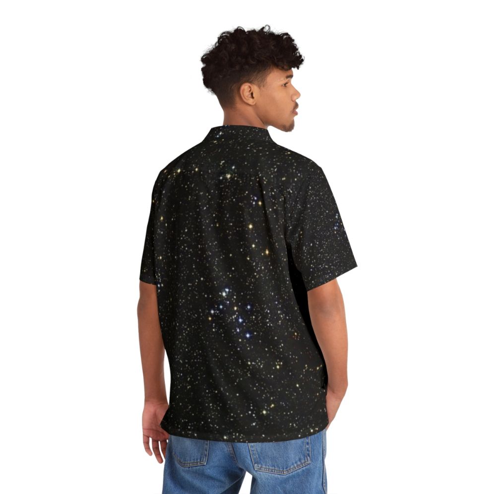 Black glitter Hawaiian shirt with starry night design - People Back