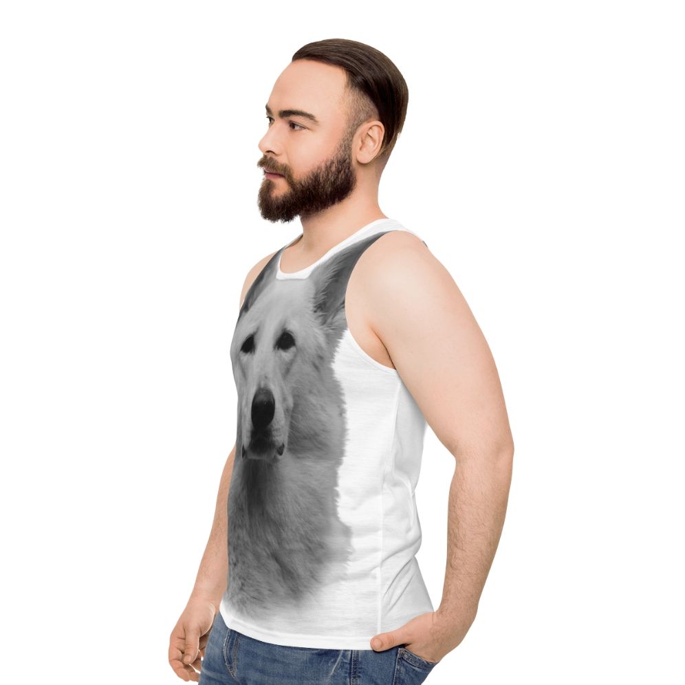 White German Shepherd Unisex Tank Top - men side