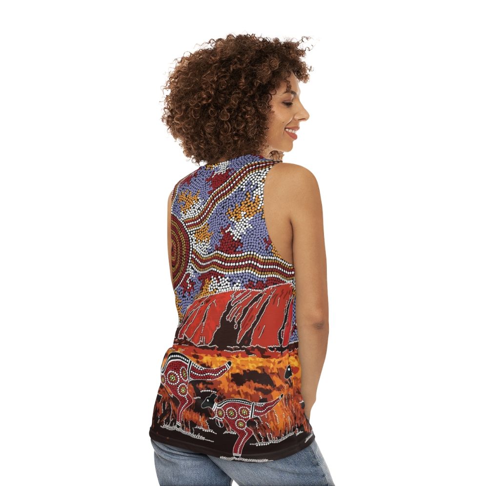 Authentic Aboriginal Art Uluru Tank Top - women back