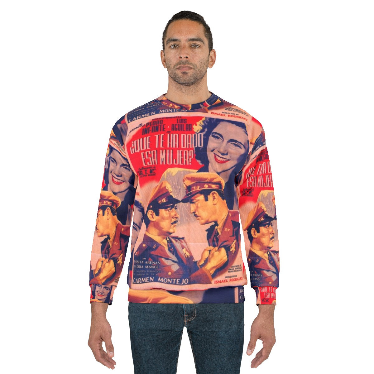 Vintage Mexican Cinema Icons Sweatshirt featuring classic Mexican movie stars - men