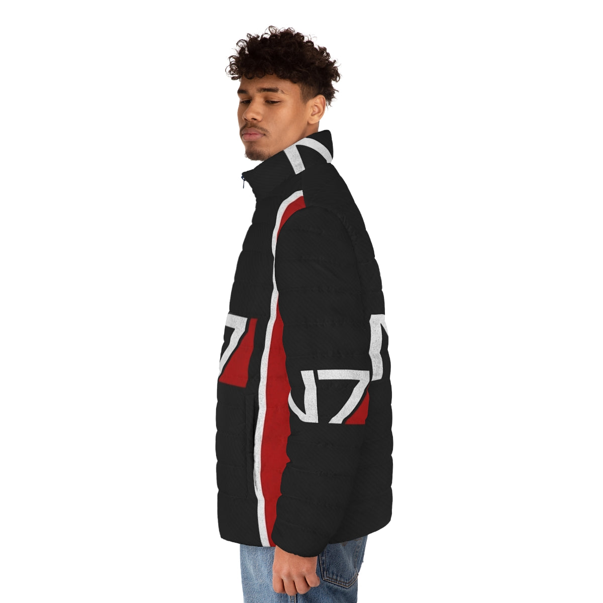 N7 Puffer Jacket featuring the iconic Mass Effect design - men side left