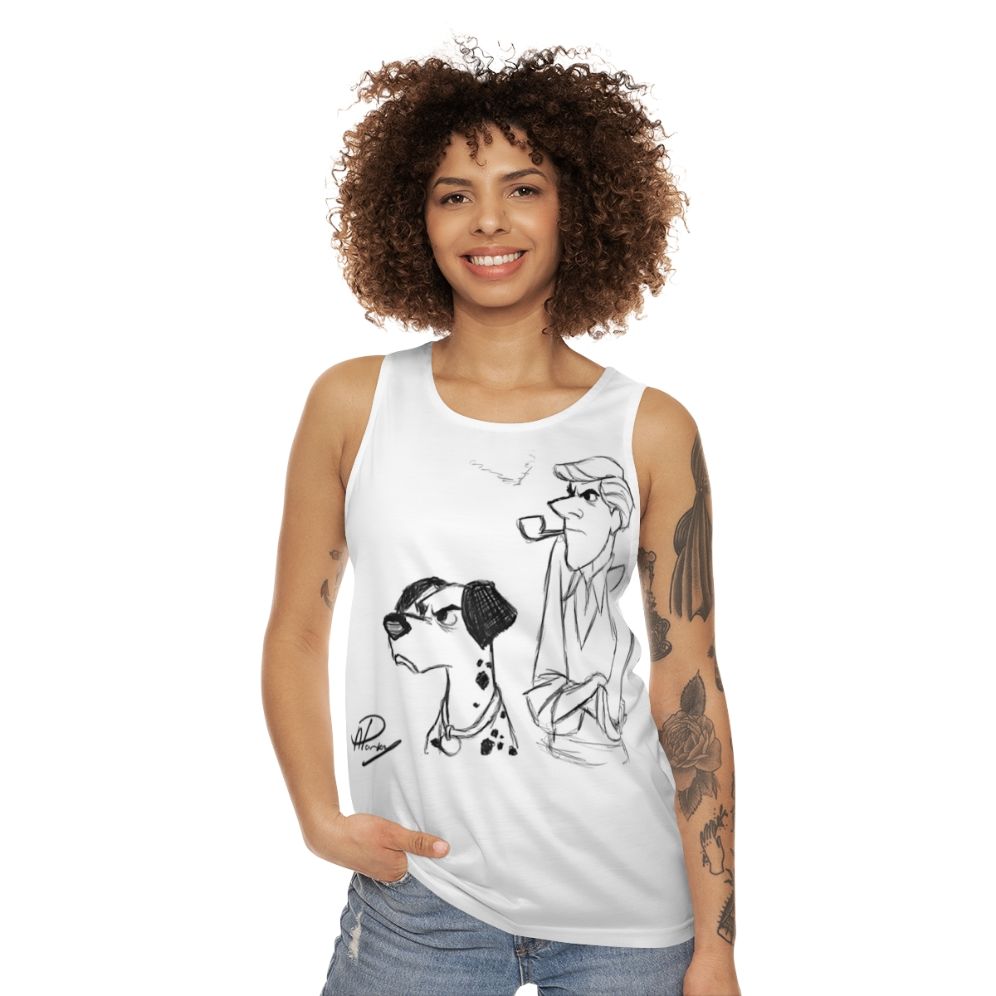 Dalmatian sketch unisex tank top - women