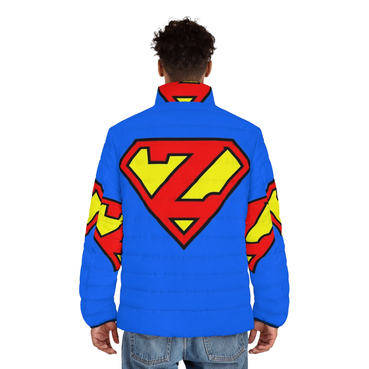 Superhero puffer jacket with letter Z design - men back