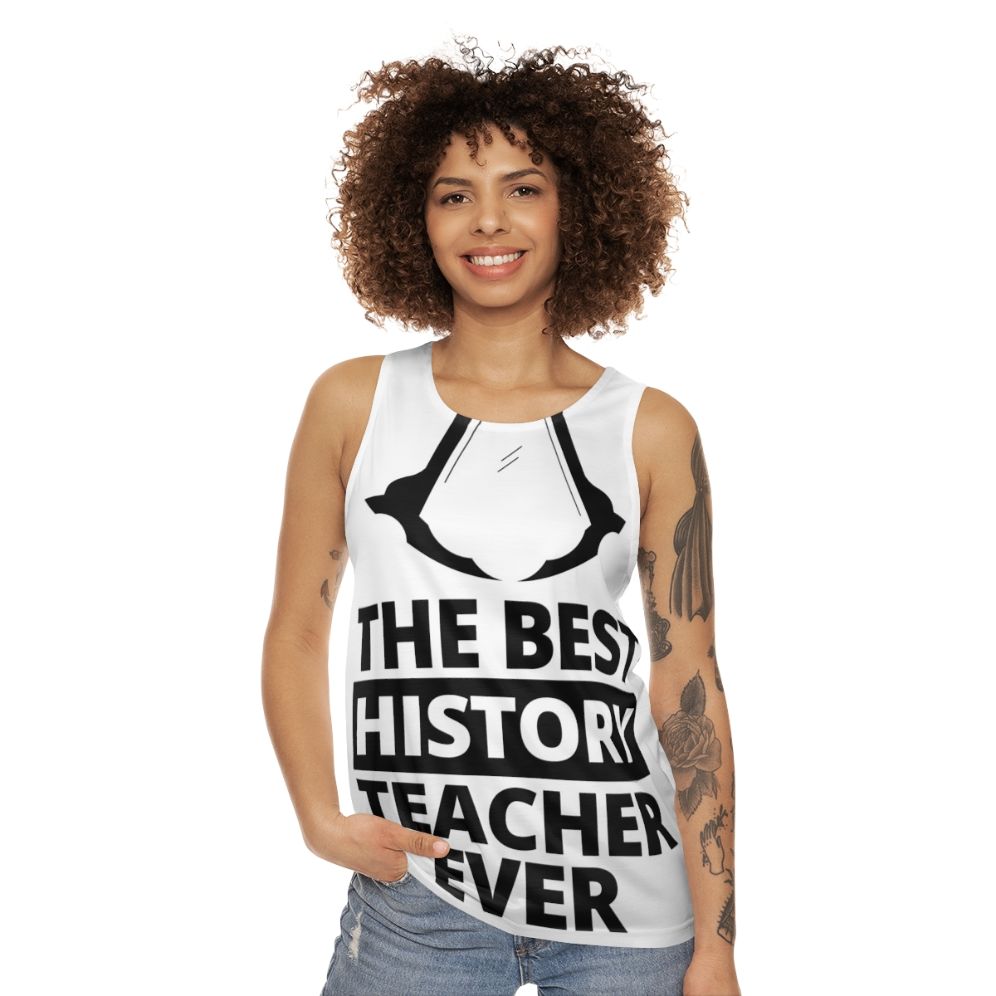 Unisex tank top with assassin-inspired design for history teachers - women