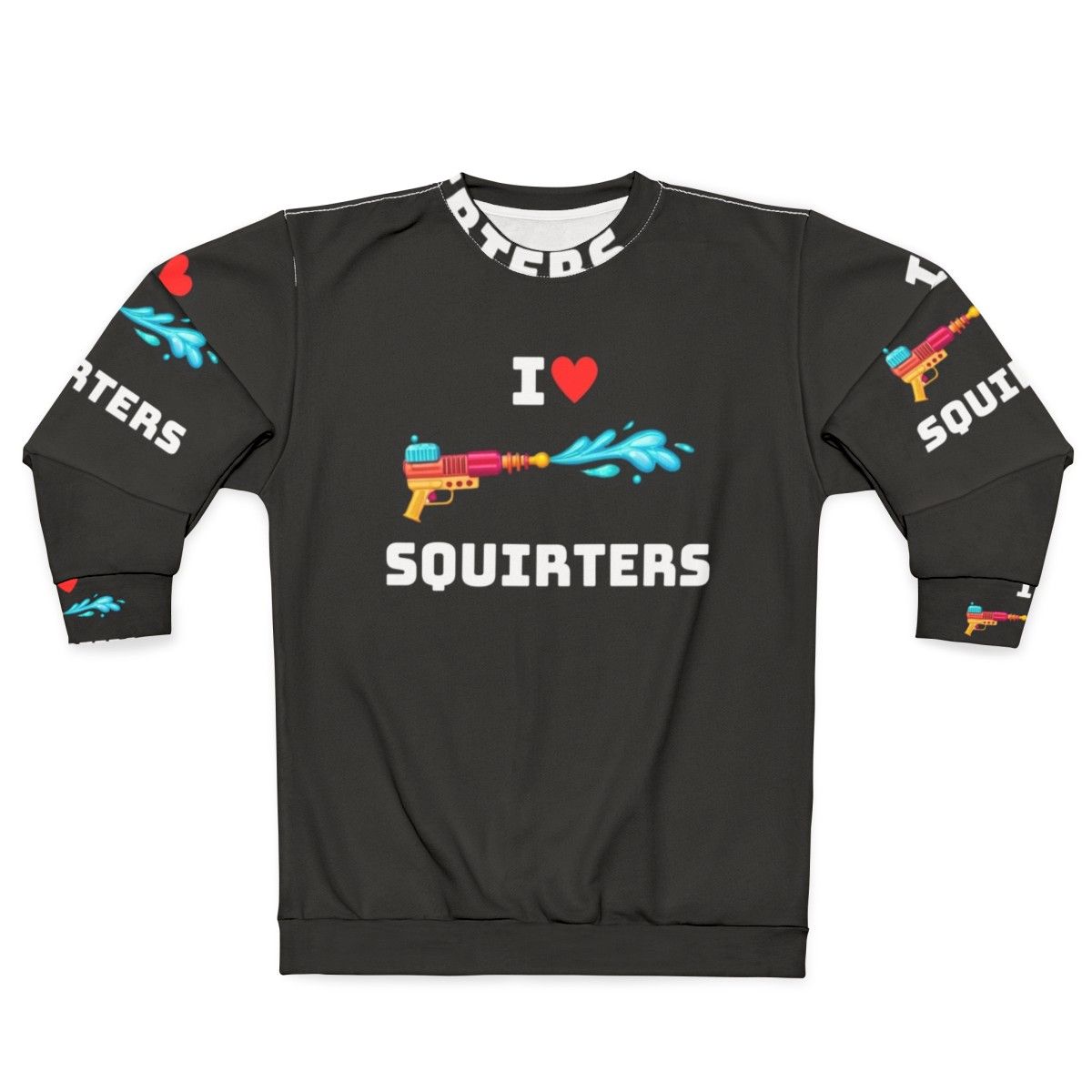 Cute squirrel lover's sweatshirt with "I Love Squirters" text