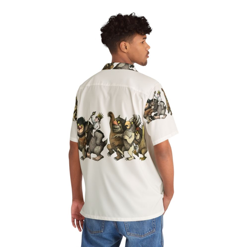 Wild Things Romp Graphic Hawaiian Shirt with Monster Graphic - People Back