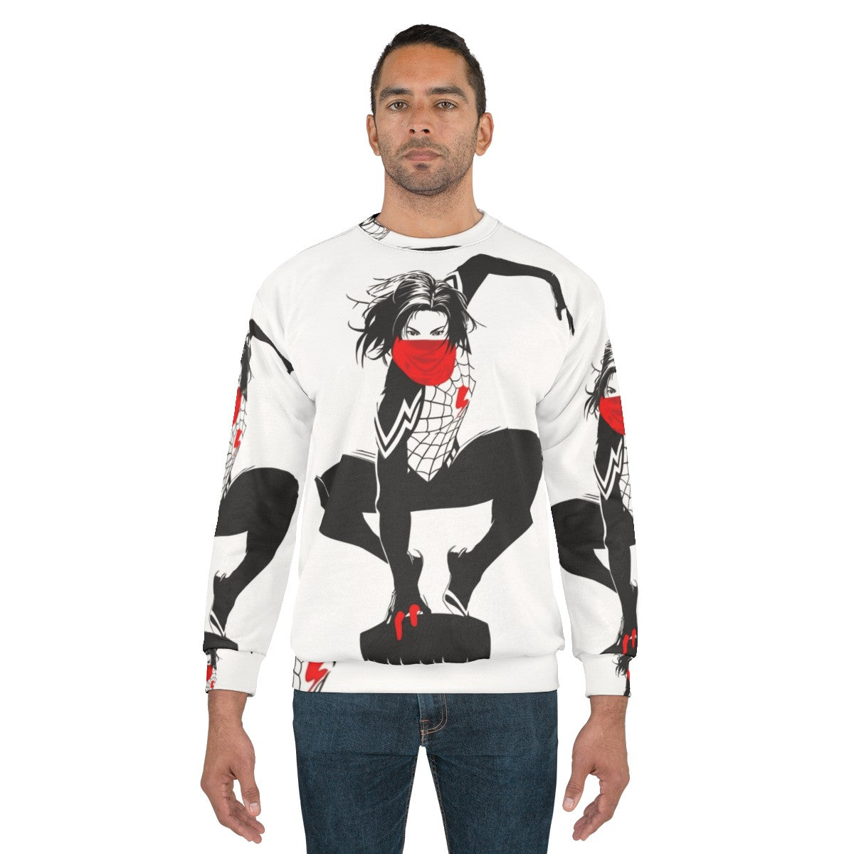 Cindy Moon Silk Spiderverse Superhero Black and White Sweatshirt - men