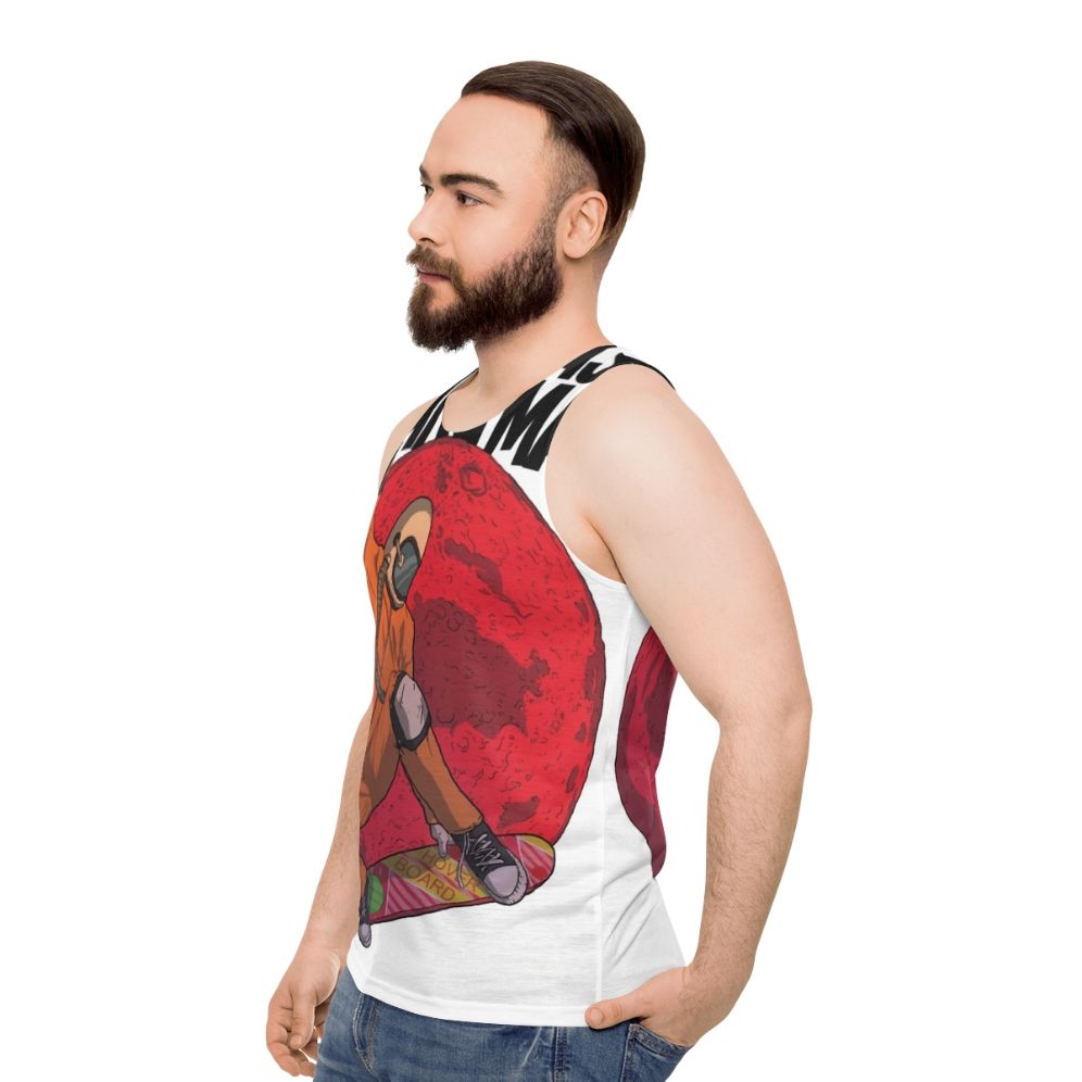 Unisex tank top featuring the indie band Man or Astroman's surf music and psychedelic rock - men side