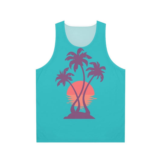 Palm tree sunset unisex tank top