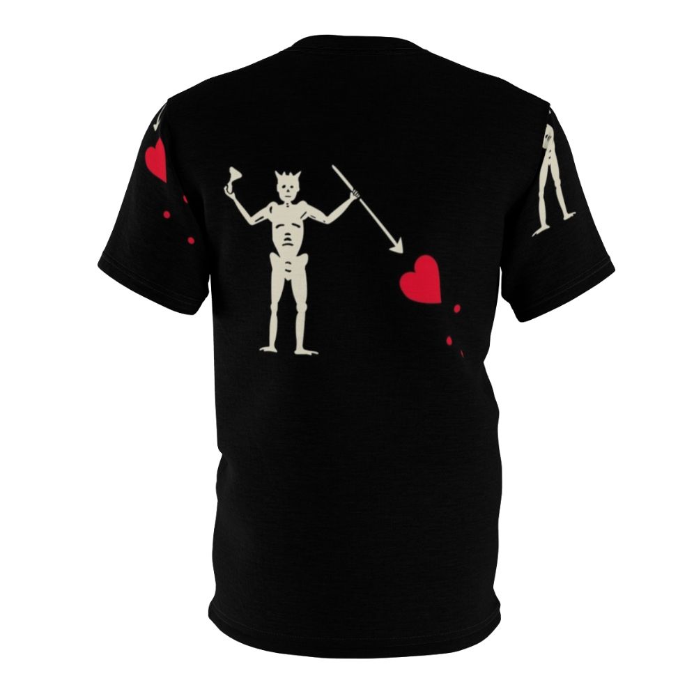 Stylized Blackbeard pirate t-shirt featuring the iconic skull and crossbones - Back