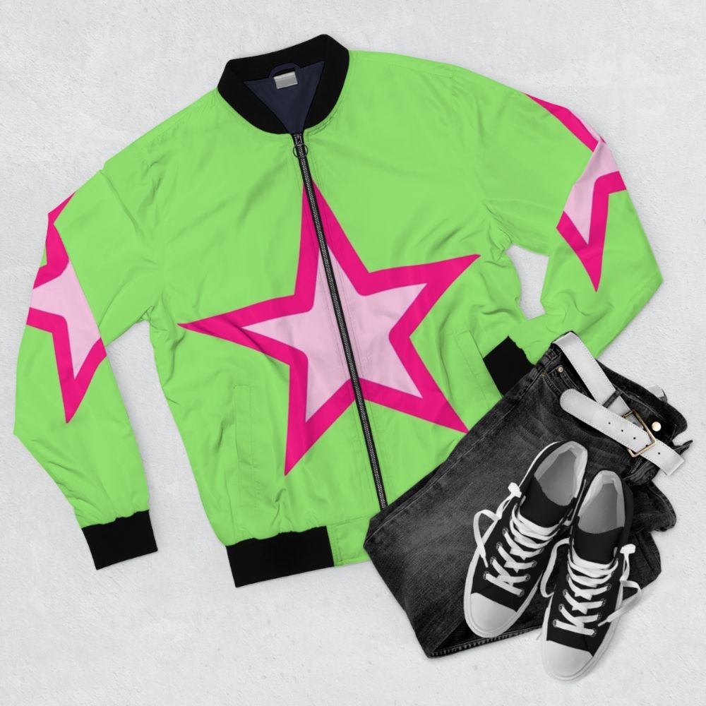 Spongebob Musical Super Sea Star Savior Bomber Jacket with Patrick Star and Sardines - Flat lay