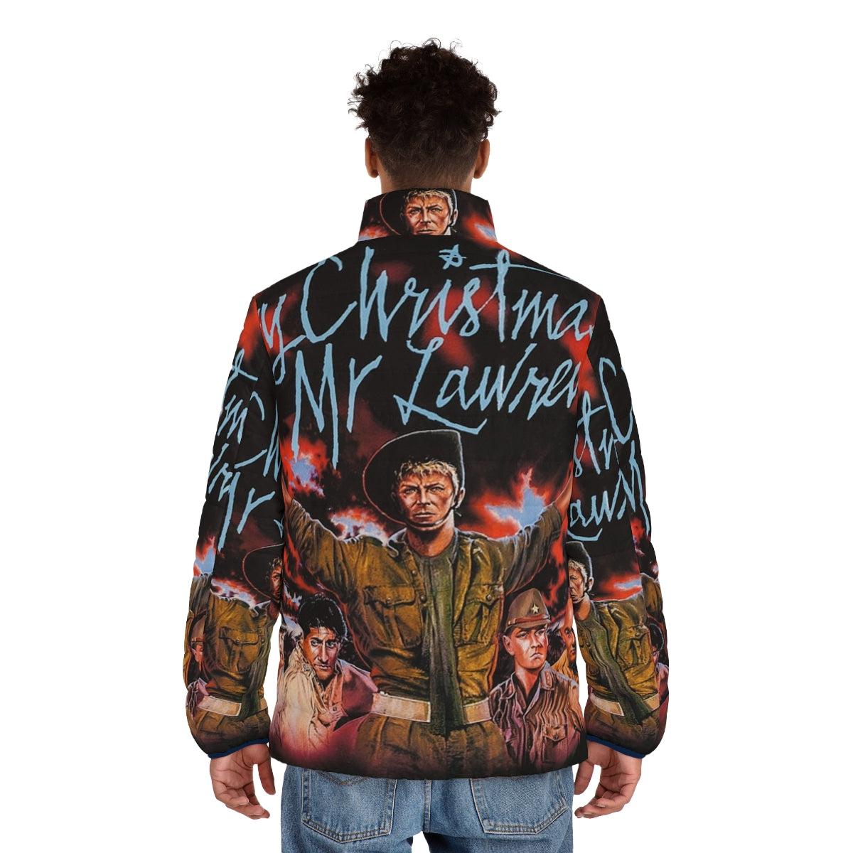 Retro 80s puffer jacket inspired by the film "Merry Christmas Mr. Lawrence" - men back