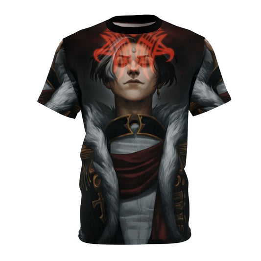 "Ascian Paragon Inspired AOP T-Shirt featuring characters and imagery from the Final Fantasy 14 Shadowbringers expansion"