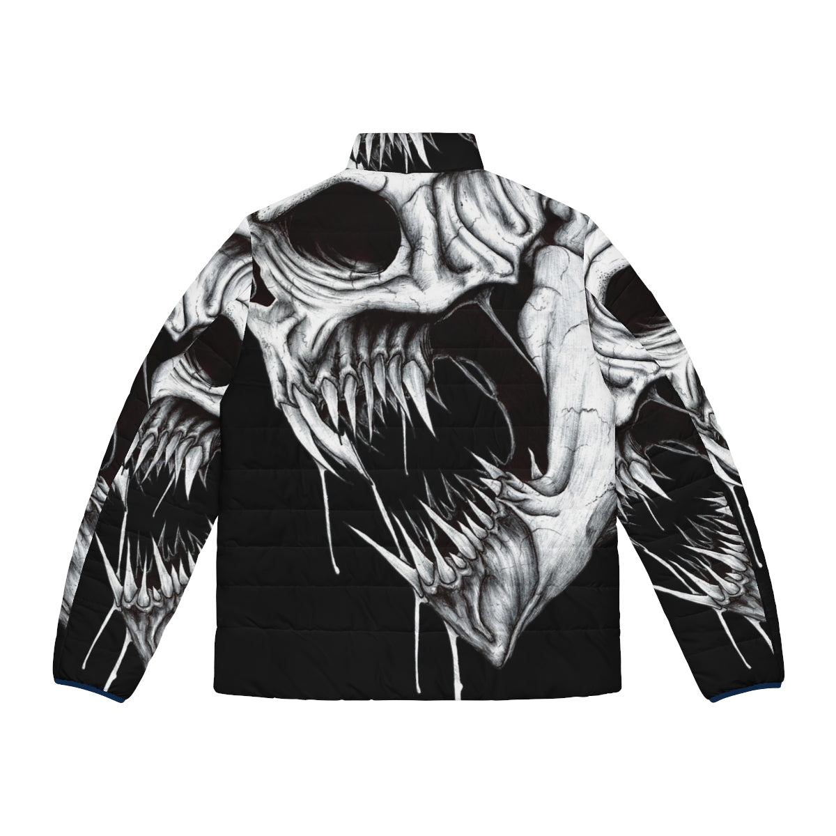 Grim Reaper puffer jacket with skull, teeth, and ominous design - Back