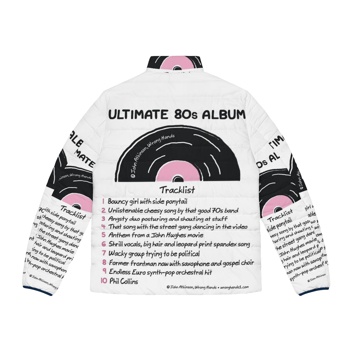 Puffer jacket featuring a retro 80s album cover design - Back