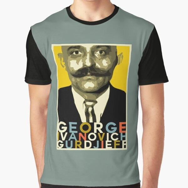 Vintage-style graphic t-shirt featuring the name and image of the philosopher Gurdjieff