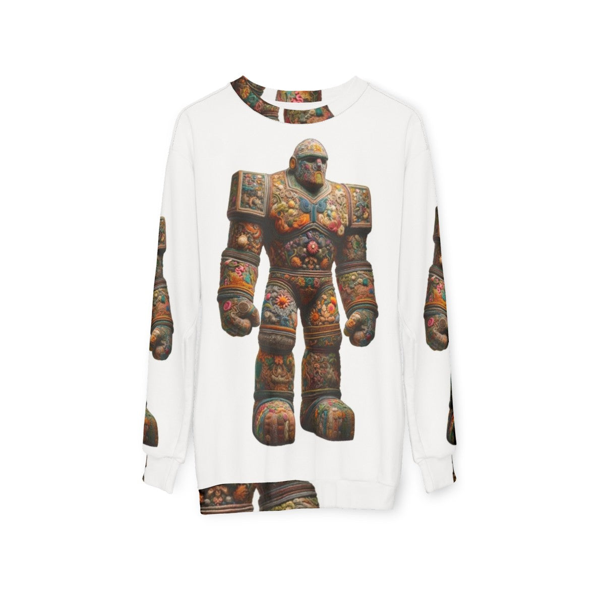 Embroidered Golem Sweatshirt for Fantasy Enthusiasts - hanging