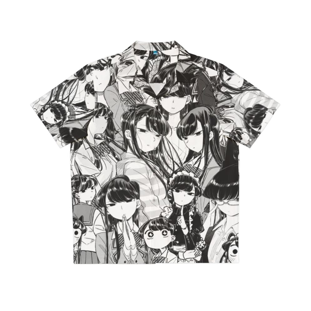 Komi The Silent Goddess Hawaiian Shirt, anime inspired black and white design