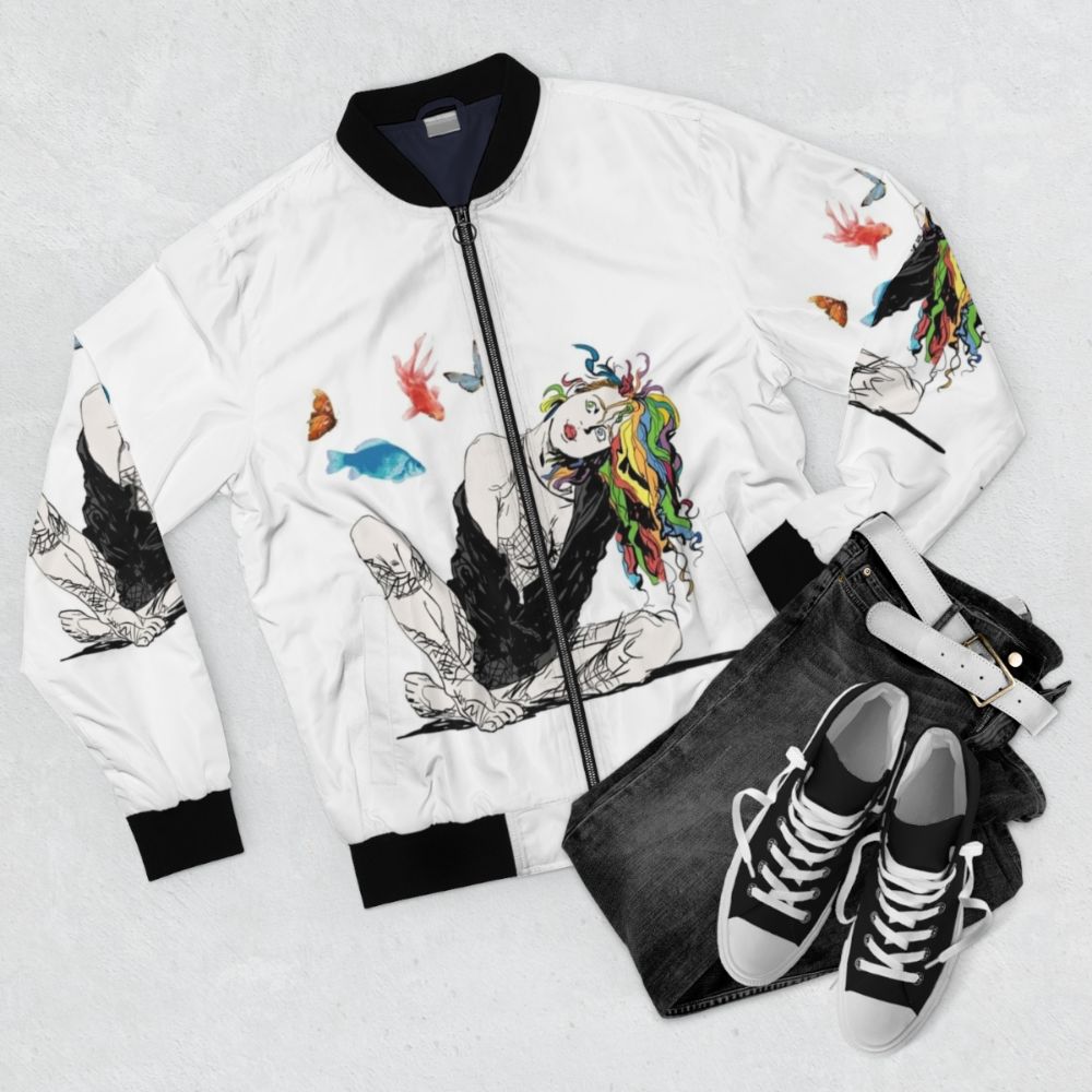 Delirium The Sandman Vertigo Comics Bomber Jacket - Flat lay