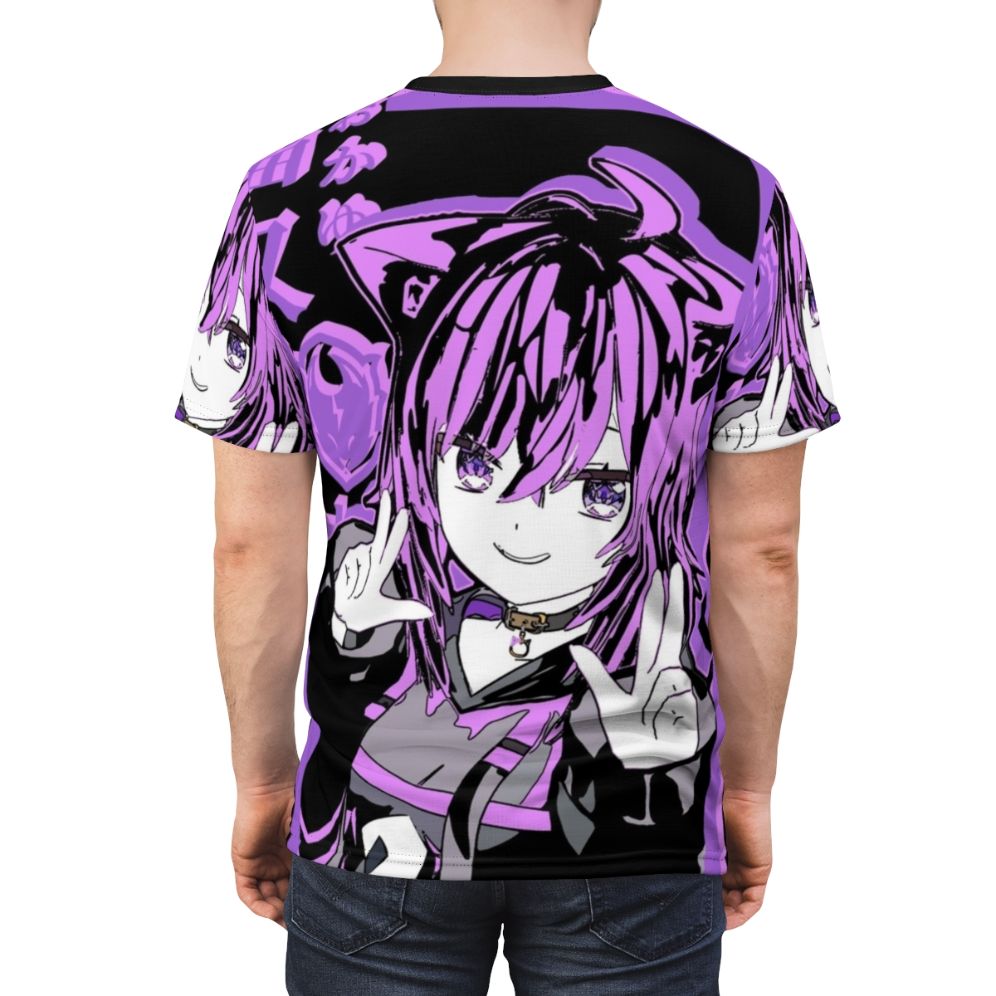 Hololive Gamers Nekomata Okayu anime-style virtual youtuber character t-shirt - men back