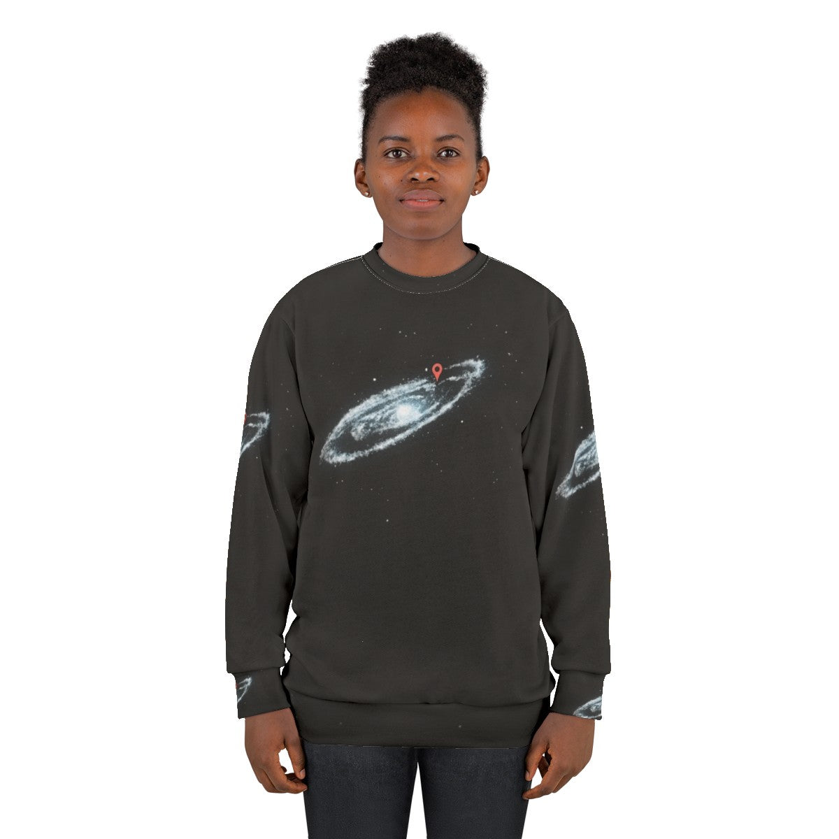 Milky Way Galaxy Sweatshirt with "You Are Here" Design - women