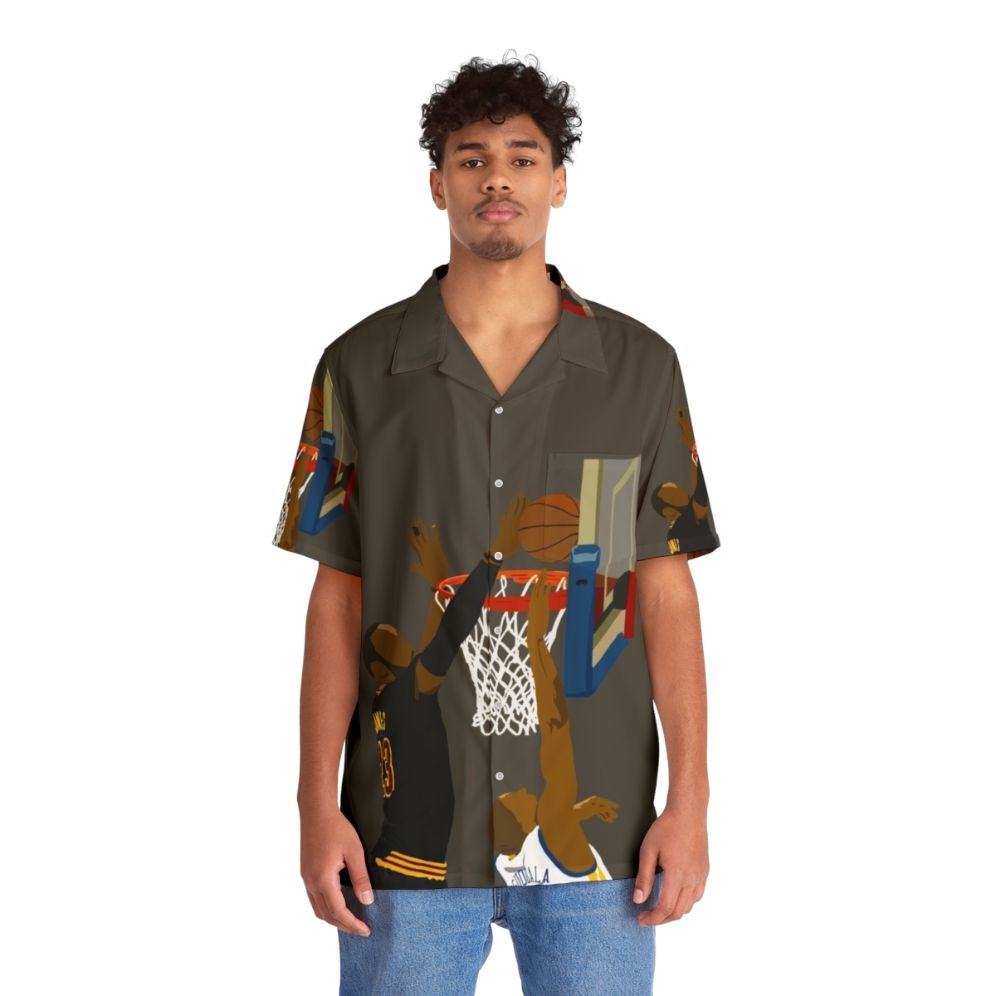 Blocked By James NBA Basketball Hawaiian Shirt - People Front