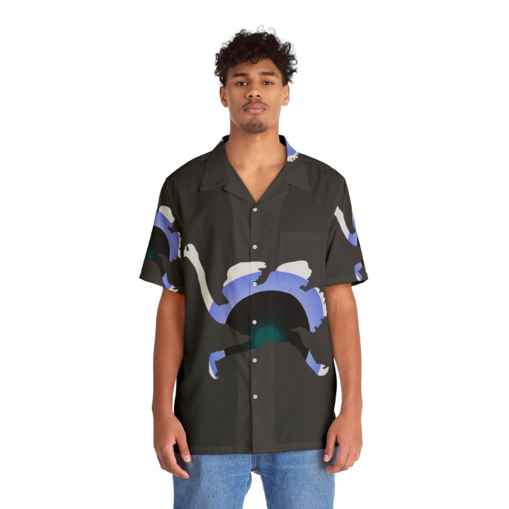 Ostrich Legendary Animals Hawaiian Shirt with Colorful Abstract Nature Inspired Design - People Front