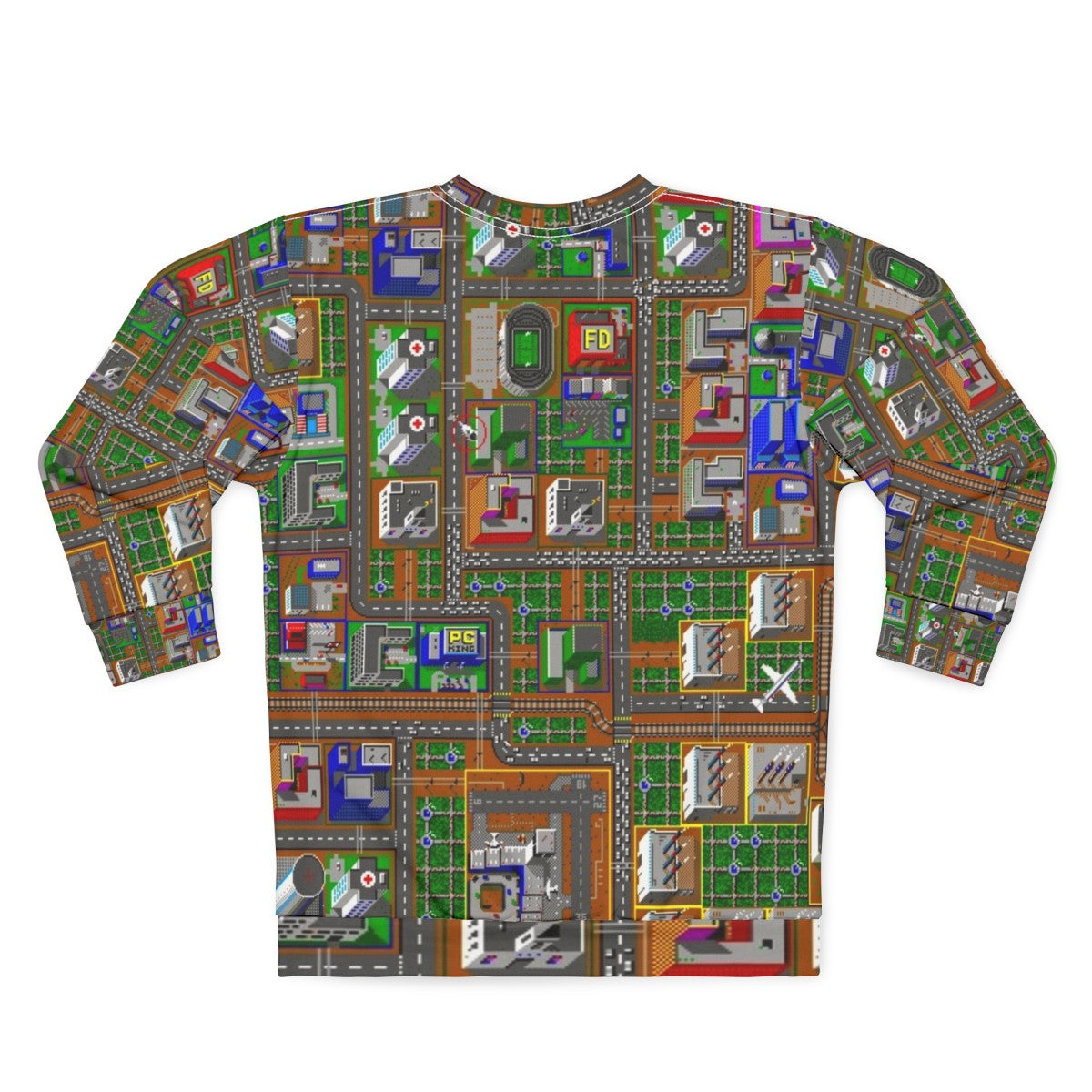 Retro Simcity 1 gaming sweatshirt with pixelated graphics - Back