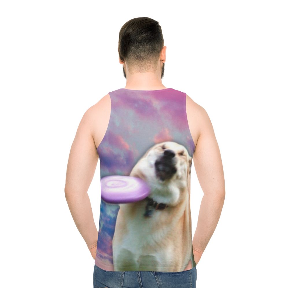 Doge frisbee vaporwave unisex tank top - men back