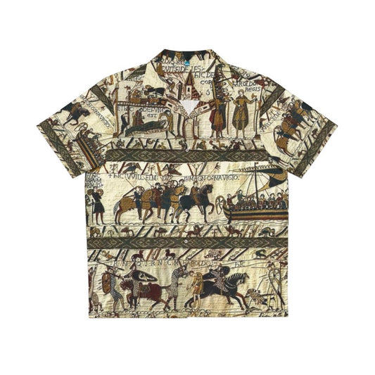 Bayeux Tapestry Hawaiian Shirt with medieval, viking, and celtic battle scenes