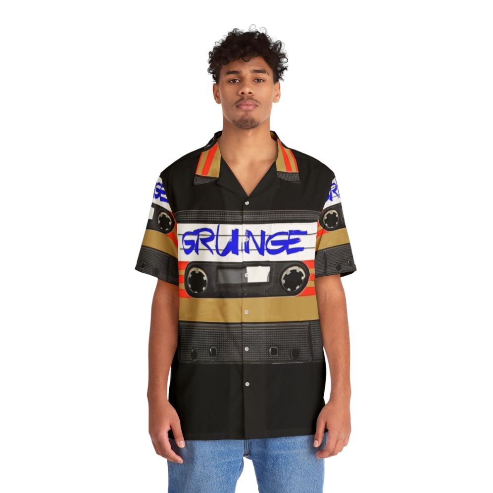 Grunge music Hawaiian shirt with tape and roll graphics - People Front