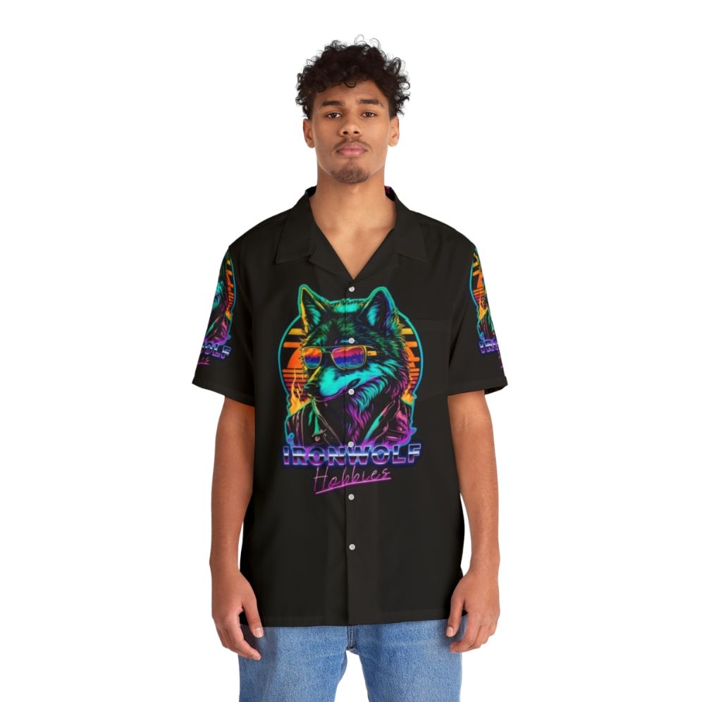 Retro Hawaiian Shirt with Wargaming Imagery - People Front