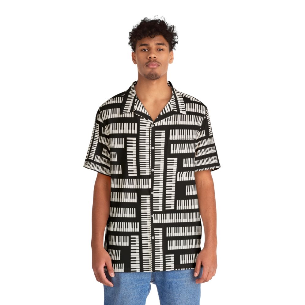 Piano keys pattern hawaiian shirt for musicians and pianists - People Front