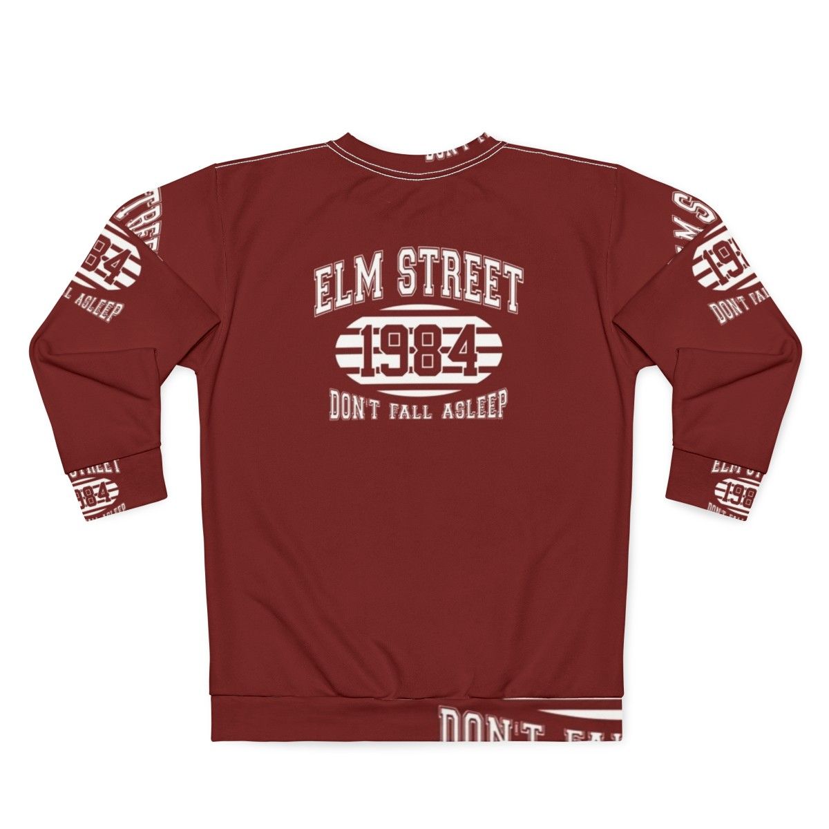 Elm Street College Sweatshirt with Freddy Krueger and Nightmare on Elm Street design - Back