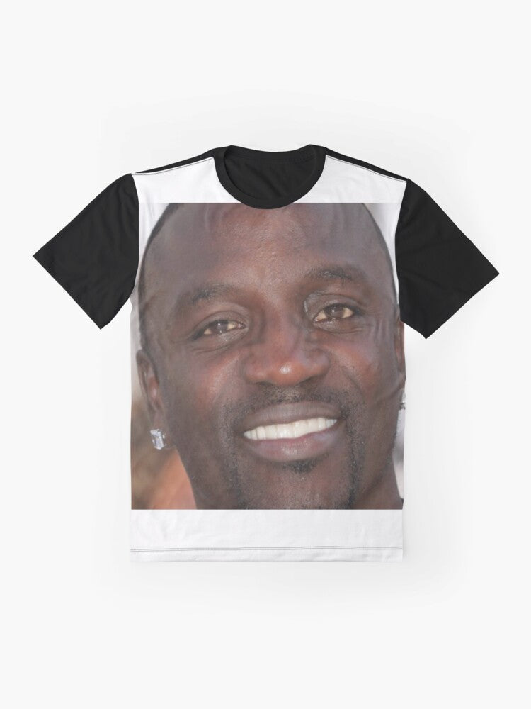 Akon Graphic T-Shirt featuring the renowned singer's portrait - Flat lay