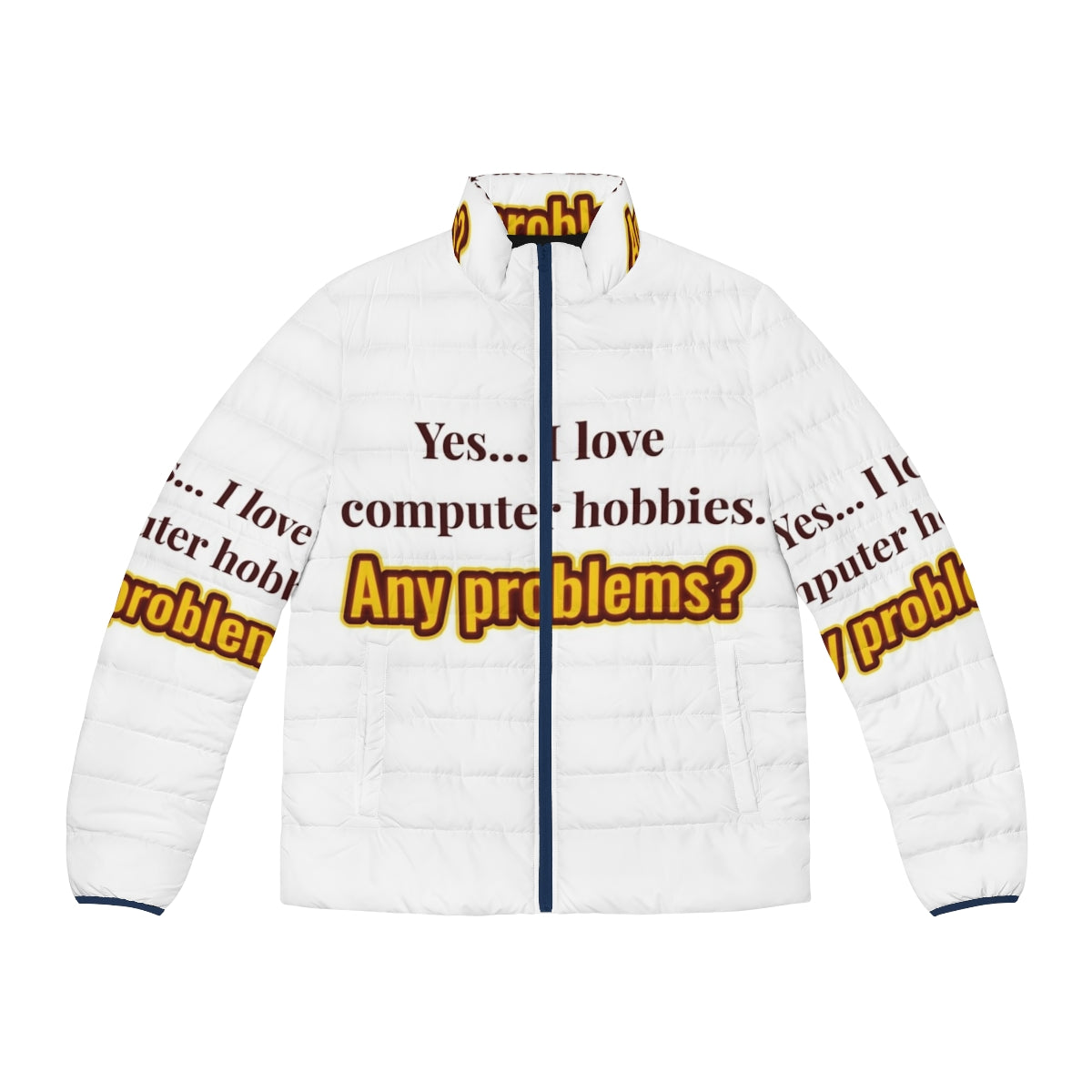 Computer hobbies puffer jacket with digital design